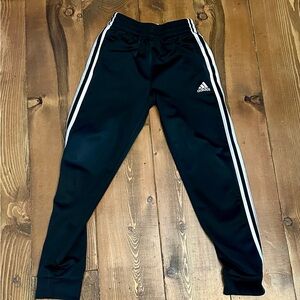 Adidas Kids Black Joggers with White Stripes